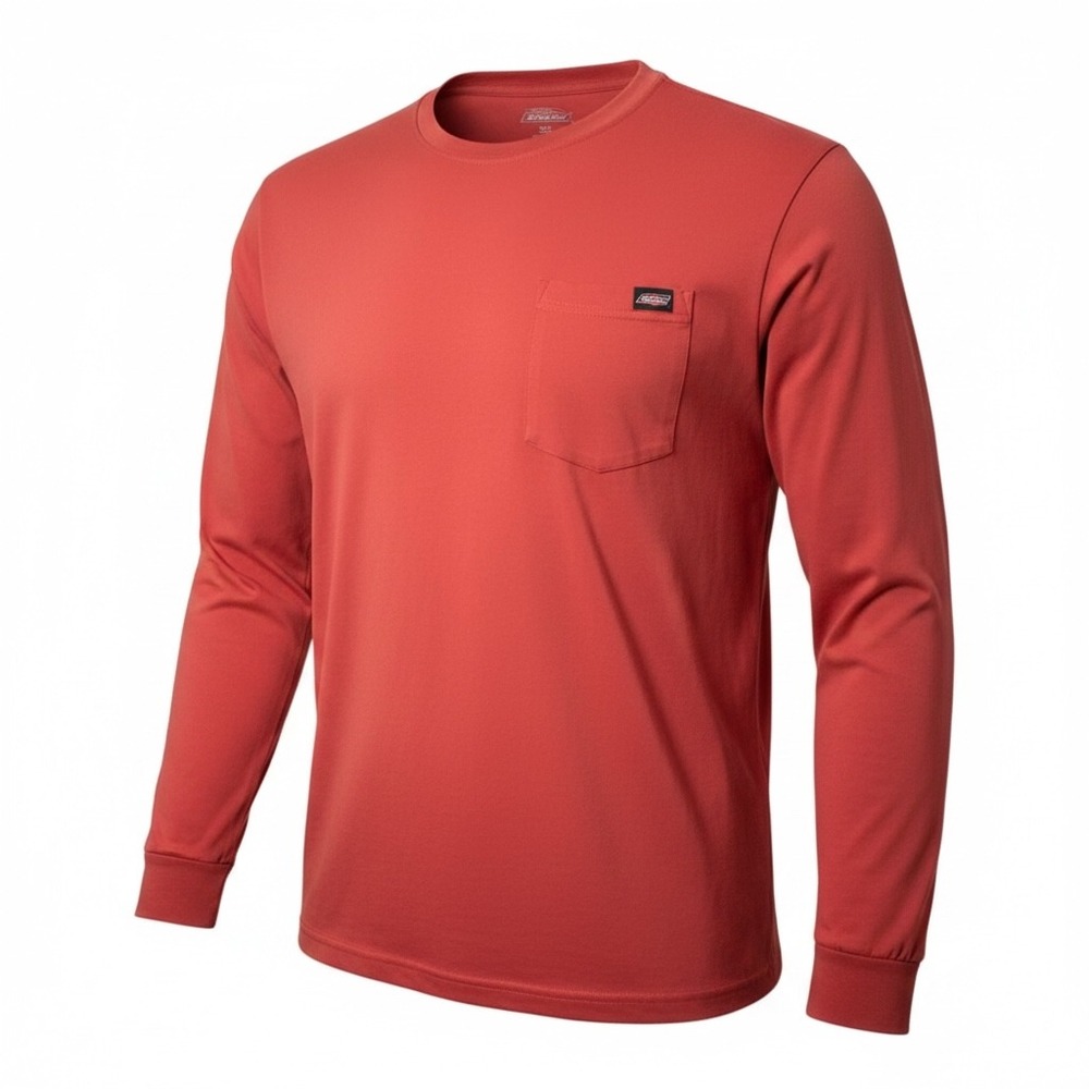 Dickies Mens Performance Long Sleeve Pocket T-Shirt Red XL Moisture Wicking NWOT